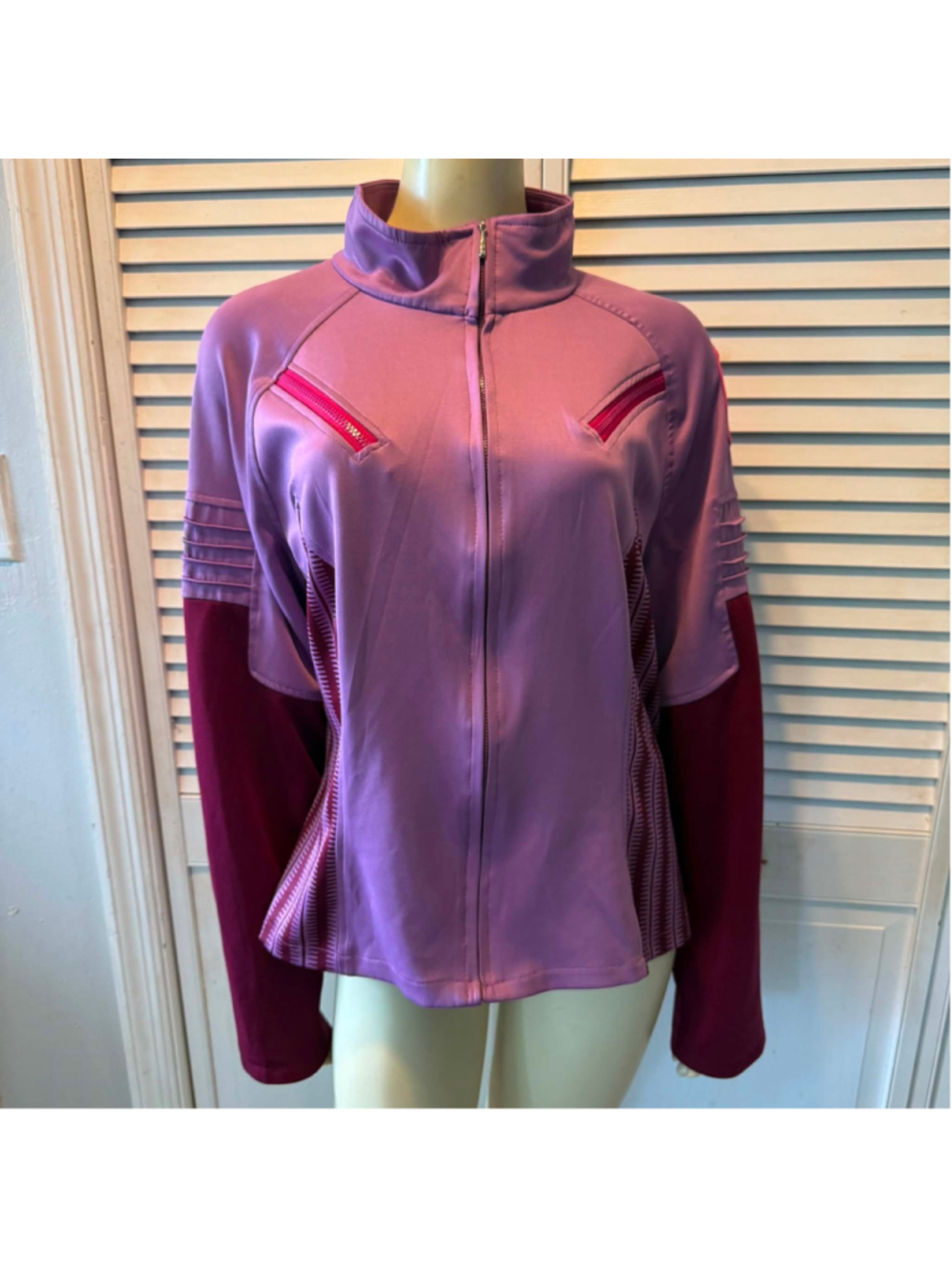Women's Athletic Jacket 2X Purple Pink Zip Up Sweatshirt